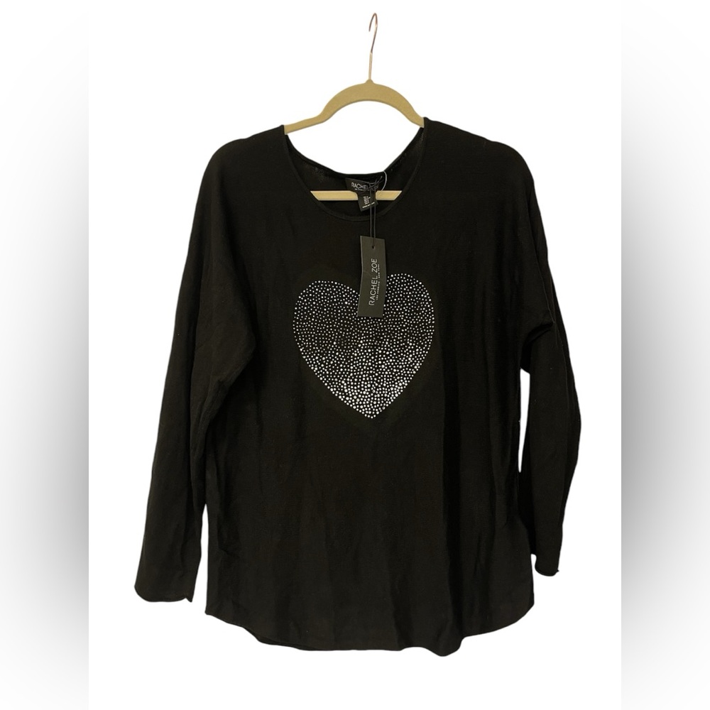 NWT Women’s Rachel Zoe Sparkly Heart Long Sleeve Top Size L